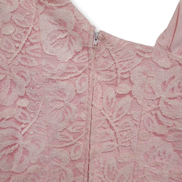 Vintage Roberta California women's pink lace lined ruffle trim bodycon dress - Picture 2 of 15